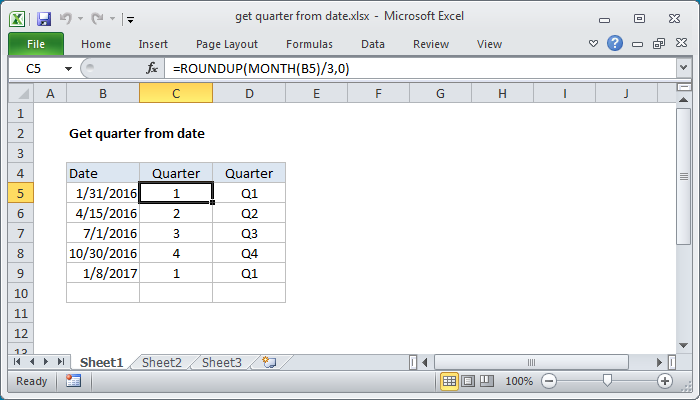 How To Convert A Date To Quarter In Excel